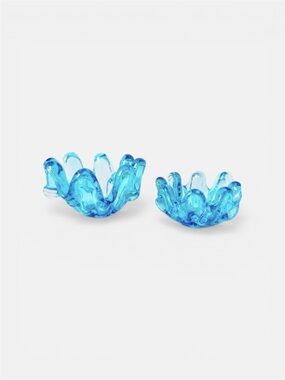 Set of 2 Vintage Murano style Aqua Glass Nesting Bowls